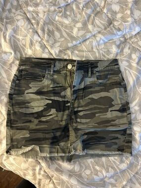 Express Camo Denim Mini Skirt - Olive & Black